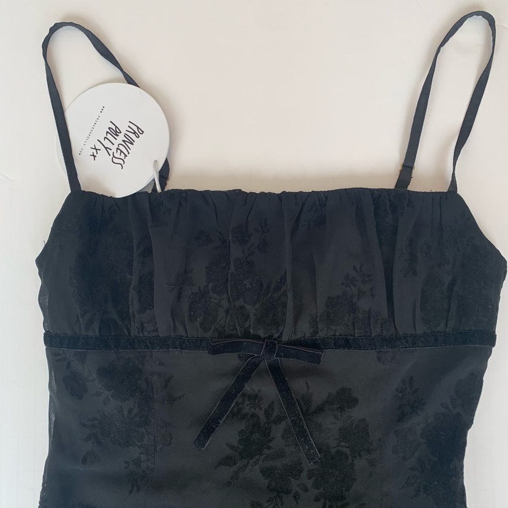 NWT Princess Polly Black with velvet and subtle lace, Size US 2 XS/S